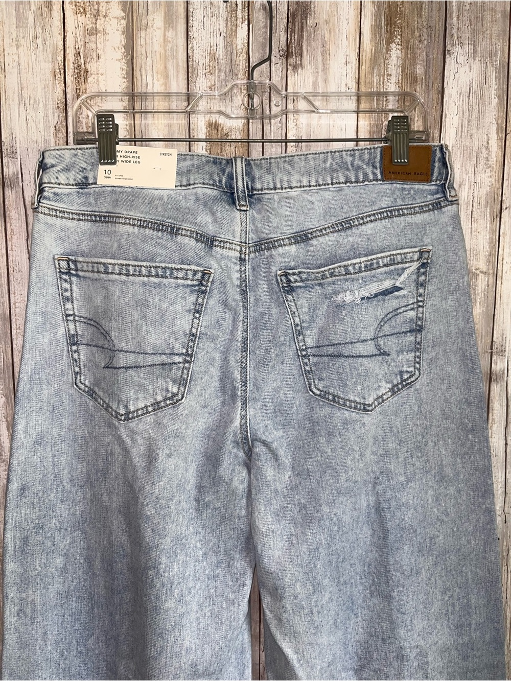 American Eagle Dreamy Drape Baggy Wide Leg Jeans High Rise 10 X-Long NWT - Picture 5 of 6
